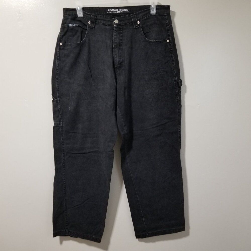 Vintage Koman Y2K Cargo Pants Mens 36 x 31 Black Grunge Urban Streetwear